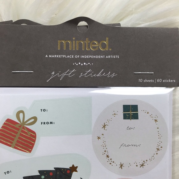 Minted Gift Tag Holiday Stickers, 60 stickers/pack - Picture 2 of 3